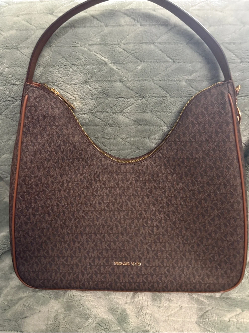 Michael Kors Dark Brown MK Logo Shoulder Hobo Bag